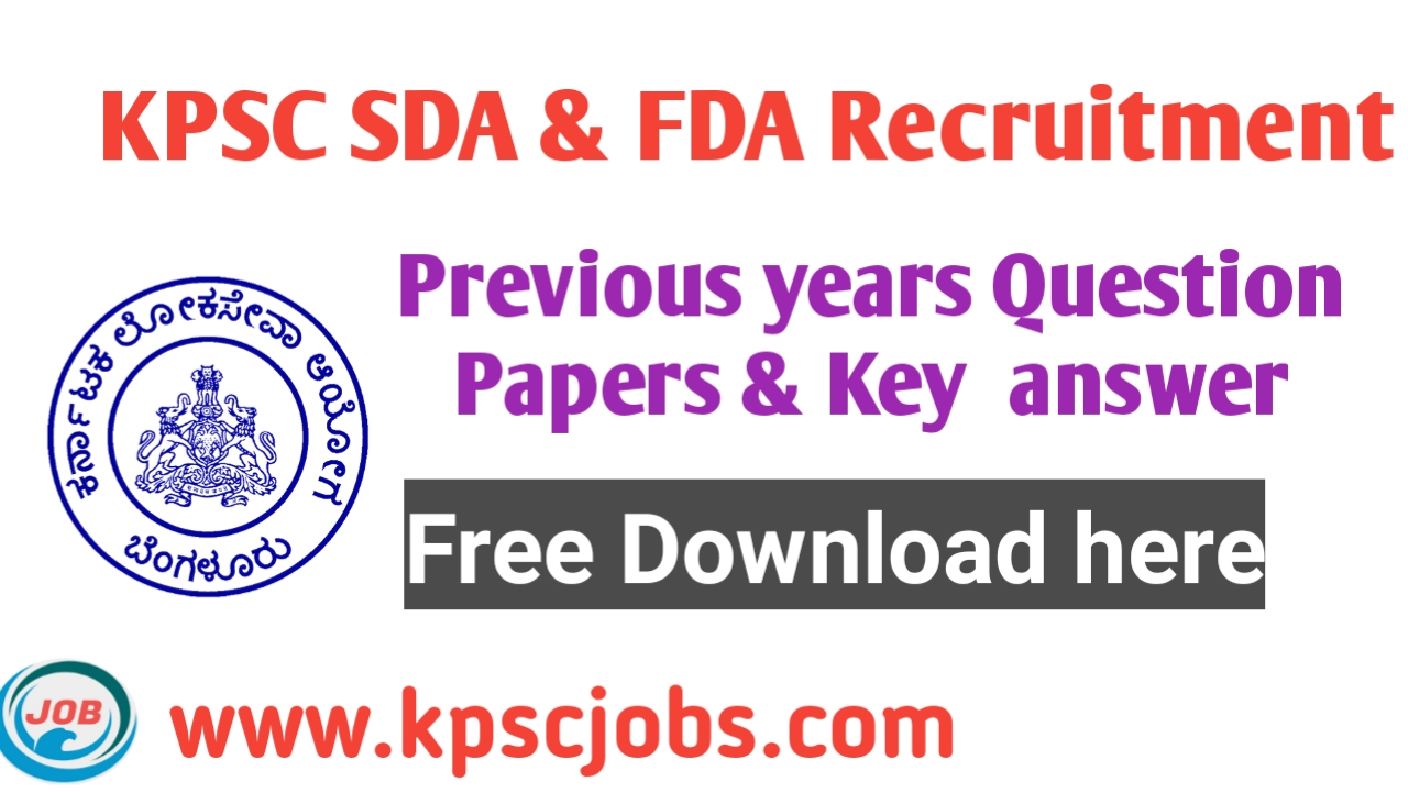 KPSC SDA And FDA Previous Years Question Papers Pdf - KPSC Jobs